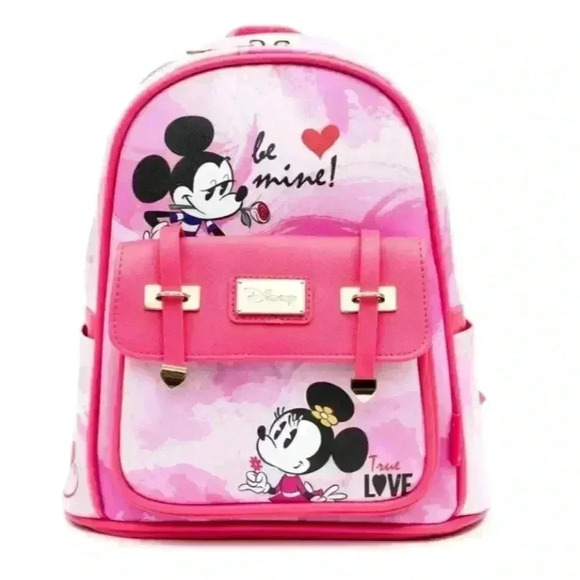 NWT WondaPOP Vegan Leather Disney Mini Backpack Minnie Mouse LOVE pink 11" - Picture 1 of 6